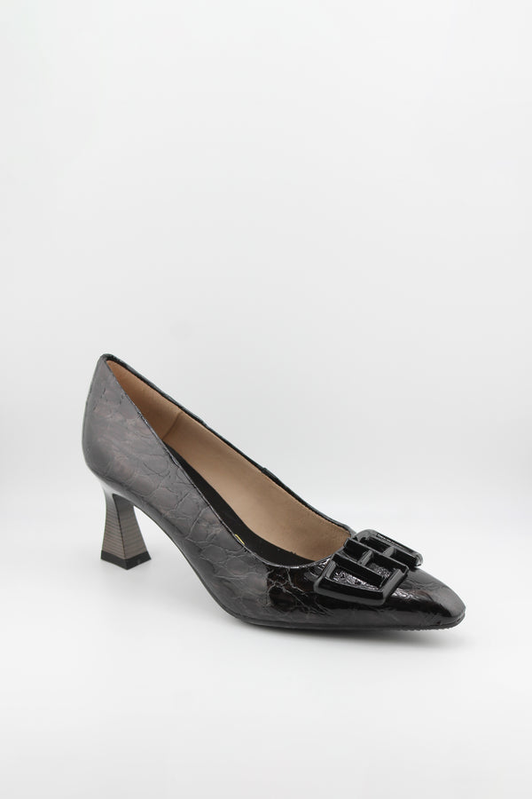 Hispanitas Croc-Embossed Patent Leather Pumps